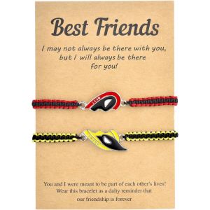 Lot De 2 Bracelets D'amitié Personnalisés Et Polyvalents, Rouge Et Jaune, Bracelet En Alliage Tissé À La Main Réglable, Argent Sterling - Neuf
