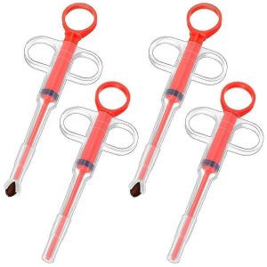 Paquet De 4 Mangeoires Pour Animaux De Compagnie Avec Kit D'outils D'alimentation À Embout Souple,Mangeoire En Silicone (Rouge) - Neuf