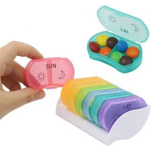 Bo&icirc;tes &Agrave; Pilules Agenda Hebdomadaire Am/Pm 7 Jours Par Jour Distributeurs De Petites Pilules Organisateur De M&eacute;dicaments Pour Vitamines,Suppl&eacute;ments Et M&eacute;dicaments 2 Fois Par Jour - Neuf
