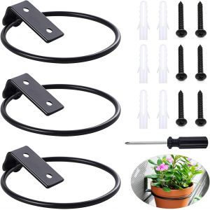 Lot De 3 Supports Muraux Pour Pot De Fleurs Porte Pot De Fleur Anneau Pot Anneau Titulaire Pliable Avec Vis Pour Jardins Int&eacute;rieurs,Couloirs,Verdure Int&eacute;rieure - Neuf