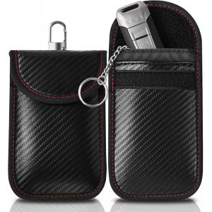 Pochette Faraday Clé Voiture RFID,Étui pour Clé de Voiture Anti-RFID Avec Bloqueur de Fibre de Carbone,Antivol - Neuf