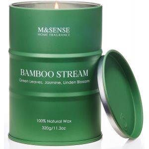 SANSH-Bougie parfumées en bambou naturel bougies d'aromathérapie de luxe pour soulager le stress et méditer en toute détente cadeaux de bienvenue pour femmes et hommes 320g brûlent pendant 70heures - Neuf