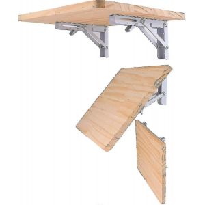 Lot de 2 supports d'etagere pliants, charnieres murales pliantes a monter soi-meme, gain de place sur le banc - YuJia - Neuf