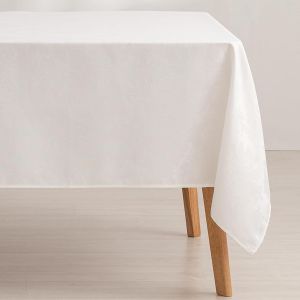 Nappe Anti-Taches Pour Table Carrée Florale Jacquard Imperméable, 140 X 140 Cm, Toucher Tissu, Couleur Blanche - Dame - Neuf