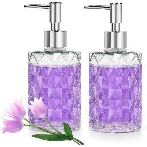 Distributeur Savon Verre Lot De 2, Flacon Pompe En Verre 330Ml, Distributeur Liquide Vaisselle Cuisine, Distributeurs De Savon Et De Lotion, Salle De Bain Pour Lotion Gel Douche, L[POU8805023] - Neuf