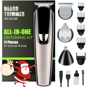 Tondeuse Barbe Et Cheveux Homme 3 En 1 - Rasoir &Eacute;lectrique De Pr&eacute;cision Sans Fil, Ipx7 Imperm&eacute;able, Rechargeable - Professionnel - Neuf