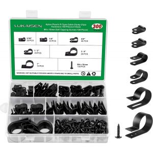 TIANYI-Clips Câbles, 300 Pièces Attache Cable Rangement de Cable Fixation Management, Gestion Clips Durable Avec Vis M4 pour TV, Câble Ethernet, Maison, Bureau(Noir) - Neuf