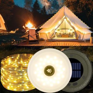 Jgd-Guirlande Lumineuse De Camping Enroulable, 10 M, Avec Charge Solaire, &Eacute;tanche, Portable, Avec 5 Modes D'&eacute;clairage Pour Le Camping, La Randonn&eacute;e Et La D&eacute;coration De La Cour - Neuf