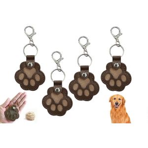 4pcs Animal De Compagnie De La Patte En Forme De Cl&eacute; De La Cha&icirc;ne D'animal &Agrave; Fourrure De La Cha&icirc;ne De La Cl&eacute; Pet Memorial Cadeau Porte-Cl&eacute;s-Brun - Neuf