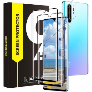 CAUC-Lot de 2 + 2 films de protection d'&eacute;cran en verre blind&eacute; pour Huawei P30 Pro, duret&eacute; 9H, anti-rayures, anti-traces de doigts, couverture compl&egrave;te 3D, ajustement pr&eacute;cis, verre de protection - Neuf