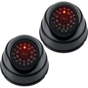 2pcs Cam&eacute;ras Factices de Surveillance CCTV, Fausse Cam&eacute;ra de S&eacute;curit&eacute; Factice avec Lumi&egrave;re Led Clignotante, Cam&eacute;ra Surveillance Factice &Eacute;tanche pour Ext&eacute;rieur Int&eacute;rieur avec 2 Panneaux de CCTV + Vis - Neuf