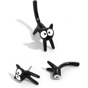 Kal-1 Paire Boucles D'oreilles Chat Noir Vintage Boucles D'oreilles Chat Acrylique Noir Boucles D'oreilles Animalière Boucles D'oreilles Chat Gothique Bijoux Pour Femmes Et Filles - Neuf