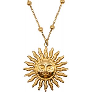 Collier Soleil Acier Inoxydable - Collier Femme Soleil - Id&eacute;e Cadeau Femmes Anniversaire - Cadeau Saint Valentin - Pendentif Soleil - Pendentif Acier Inoxydable Dor&eacute; - Bijou Femme - Neuf