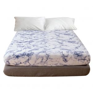 Hjlian Drap-Housse En Polyester Marbre Anti-Poussiere Pour Chambre A Coucher, Taille Us-K (Bleu) - Neuf