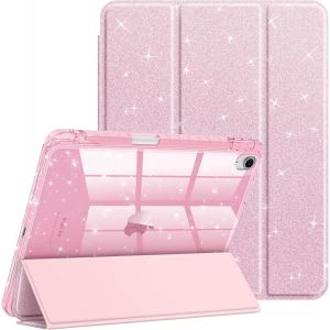 Coque pour iPad Air 11 Pouces M3/M2 (2025/2024), iPad Air 5/4 10.9 Pouces (2022/2020) - [S&eacute;rie Paillet&eacute;] Etui Scintillant, Housse Transparente Brillante Antichoc, Rose Clair - Neuf