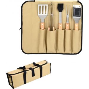 Ulteronixshop-Ensemble d'outils de barbecue 6 en 1 extra &eacute;pais en acier inoxydable avec sac de rangement, poign&eacute;e en bois, longue poign&eacute;e isol&eacute;e et r&eacute;sistante &agrave; la chaleur, ensemble d'ustensiles de b - Neuf