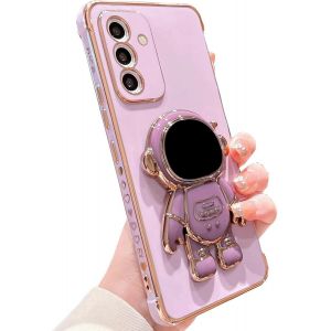 Kal-Coque Pour Samsung Galaxy A14 5g/4g Silicone Etui Coque Avec Astronaute Support Béquille Housse Motif Coeur Dessin Case Souple Fine Coloré Antichoc Étui Pour Samsung Galaxy A14 5g/4g,Violet - Neuf