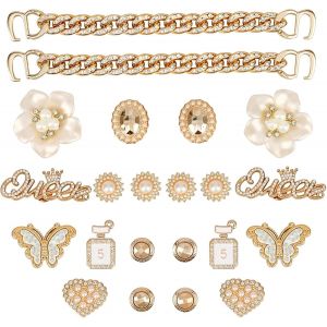 Kalanka-22 Pièces Accessoires De Chaussure En Strass, Décorations De Chaussures De Bricolage, Breloques De Chaussures Pour Femme Sabots Ornements De Chaussure Bricolage - Neuf