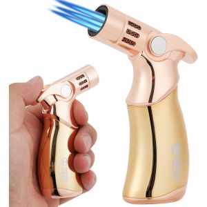 Letnerny-Chalumeau Butane Rechargeable 4 Flammes Puissantes &iquest; Mini Chalumeau De Cuisine R&eacute;glable Pour Cr&egrave;me Br&ucirc;l&eacute;e, P&acirc;tisserie, Bbq Et U Polyvalent (Gaz Butane Non Inclus) - Neuf