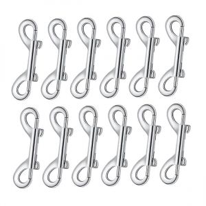 Double Crochet Pivotant Crochets Clips, 12 Pcs, Mousqueton Crochet Laisse Clips, Anse Mousqueton, Chien Moyen, M&eacute;tal Argent&eacute; - Neuf