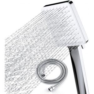 Pommeau de douche haute pression avec tuyau de 1,5 m - 6 modes de pulv&eacute;risation - Chrome - Neuf