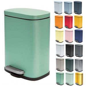 - Poubelle De Salle De Bain &Agrave; P&eacute;dale Akira - Acier Inoxydable Haut De Gamme - Fermeture Silencieuse Easy-Close - Vert Mat - 5L - Neuf