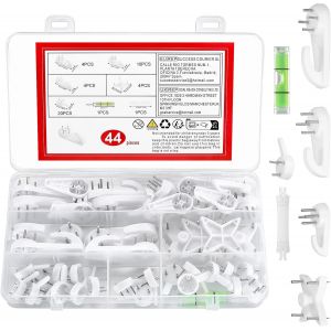 MEVRONISSHOP-44 Pi&egrave;ces Crochet Cadre Mural, Crochet Mural Tableau sans Percer, Crochets Muraux, Crochet Tableau Mural, Crochet Beton Sans Trace, Fixations pour Cadres, Accrocher Tableaux, Photos, Mir - Neuf