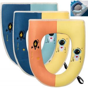 Abattant WC rembourré avec poignée, 3 housses de siège de toilette chaudes, housse de siège de toilette coussinée lavable, coussin de siège de toilette antibactérien universel couleur 2 - Neuf
