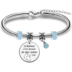 Kal-Meilleure Amie Bangle Pour Femmes Hommes Cadeaux D'anniversaire Bracelets Poignet Collègues Noël Bijoux Appréciation L'amitié Distance Obtention Diplôme Adieu Retraite Pierre Souvenir - Neuf