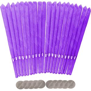 Kalanka-Lot De 20bougies D'oreille Avec Cire D'abeille Naturelle Bio (Plateau De Protection Anti-Goutte), Kit De Bougie D'oreille, Pour Soins De Santé Des Oreilles Bloquées (Violet) - Neuf