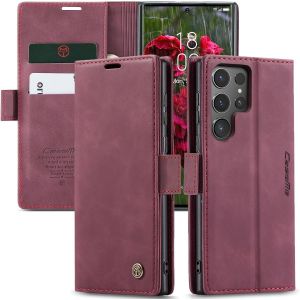 Samsung Galaxy S24 Ultra 5G Case, Shockproof Premium Pu Leather Case With Card Slots Wallet Case With Stand Function Flip Case For Samsung Galaxy S24 Ultra 5G  Wine Red - Neuf