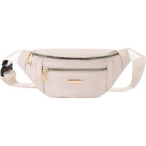 SJZG-Sac Banane Blanc Tendance Pour Homme Et Femme, Sac Banane Avec Ceinture R&eacute;glable, Grande Capacit&eacute; Pour Voyage, Randonn&eacute;e, Cyclisme, Entra&icirc;nement, D&eacute;contract&eacute; (Blanc Laiteux) - Neuf