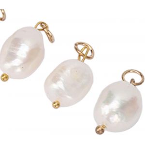 Kal-6 Pièces Pendentif Perle Baroque Perles De Culture D'eau Douce Blanches Avec Un Collier Doré Pour Oreilles Porte-Clés Faisant Du Bricolage (L) - Neuf