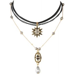 Kal-Multilayer Collier Vintage Coeur Etoile Choker Chaîne Dentelle Croix Punk Gothique Pendentif - Neuf