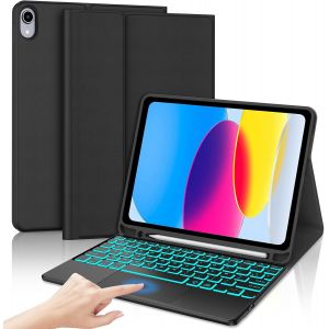 Coque Clavier pour iPad 11 ème A16 2025/ 10ème 10.9"" avec Pavé Tactile - AZERTY Français Touchpad Clavier Détachable sans Fil Bluetooth, Étui pour iPad 11/10 ème Génération, Noir - Neuf