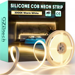 Ac 220-240v Ruban Led Cob 3m, Chaud Blanc 3000k Flexible D&eacute;coupable Dimmable Etanche 1500lm/M 286 Led/M Bande Lumineuse Led Lumi&egrave;re Pour Tv R&eacute;tro&eacute;clairage, Armoire, Chambre, Cuisin[Rub9221353] - Neuf