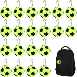 Acdsgd-Lot De 20 Pendentifs R&eacute;flecteurs De Football, Porte-Cl&eacute;s De S&eacute;curit&eacute;, R&eacute;flecteurs Avec Cha&icirc;ne, Pendentif Lumineux Pour Cartable, V&ecirc;tements, Sac &Agrave; Dos, Animaux Domestiques - Neuf