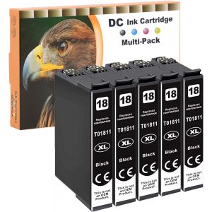 ERYI-Cartouches D'Encre Compatibles Pour Epson 18 18Xl Pour Epson Expression Home Xp-102 Xp-202 Xp-322 Xp-215 Xp-205 Xp-225 Xp-305 Xp-325 Xp-422 Xp-405 Xp-415 Xp-425 Xp-315 Xp-312 Xp-212 (5 Noir) - Neuf