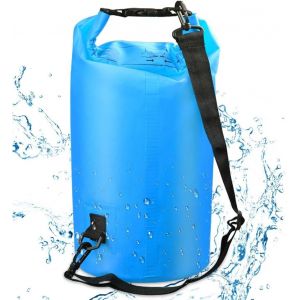 KALANKA-Sac Etanche, 10L Dry Bag avec Bandoulière Réglable Sac à Dos Imperméable Résistants Polyvalent Organiseur de Sac pour Plage, Camping, Kayak, Pêche, Rafting, Natation, Bateau, Randonnée, Bleu - Neuf