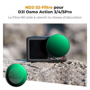 Nd2-32 Snap-On Filter Fast System Compatible With Dji 0smo Action 3/4/5 Pro Neutral Density Variable Hd Optical Glass - Neuf