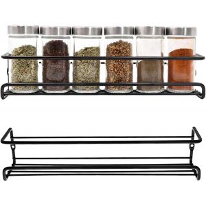 Cauc-Etagere A Epices Murale 2pcs Rangement Epices Cuisine Mural Etagere A Epices Metal Porte Epices Cuisine Adhesif &Eacute;tag&egrave;re &Agrave; &Eacute;pices Murale Sans Per&ccedil;age Porte-&Eacute;pices Organisateur De Salle De Bain (N - Neuf