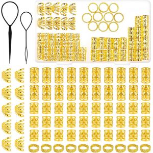 Kal-72 Pièces Bijoux Cheveux, Pince Cheveux Femme, Accessoires Cheveux, Bijoux Cheveux Tresse, Anneaux Pour Tresses, Accessoires Coiffure Pour Tresser Et Décorer Les Cheveux-L'or - Neuf