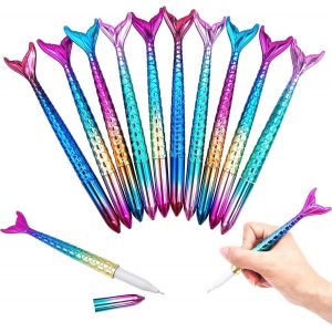Tianyi-Lot De 10 Stylos À Bille Sirène En Forme De Queue De Poisson - Écriture Douce Et Délicate Pour Enfants - Cadeau Parfait Pour Anniversaires Et Fêtes - Neuf