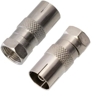 C11240-Lot de 2 Adaptateurs d'antenne F m&acirc;le droit vers fiche femelle coaxial droit-longueur 27 mm-TV c&acirc;ble radio FM parabole satellite connecteur audio vid&eacute;o - Neuf