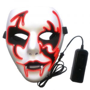 Masque Lumineux D'halloween (1 Pi&egrave;ce), Pvc Rouge Et Blanc, 18 X 20 Cm - Neuf