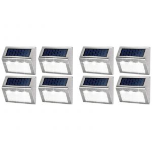 Lot De 8 Lampes Solaires Led Pour Cl&ocirc;ture, Jardin Et All&eacute;e - Neuf