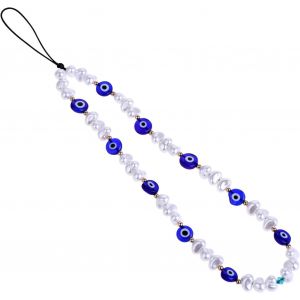 Lanière De Téléphone En Perles, Breloque De Téléphone ?il Maléfique, Bracelet En Pierres Précieuses, Chaîne De Téléphone Portable, Porte-Clés Pour Hommes Femmes[Mag5290468] - Neuf
