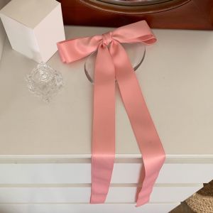 Ruban De Cheveux En Satin Lisse, N?Uds À Lacets, Grand Support Pour Queue De Cheval, N?Ud Soyeux, Épingle À Cheveux, Accessoires Pour Cheveux-Rose - Neuf