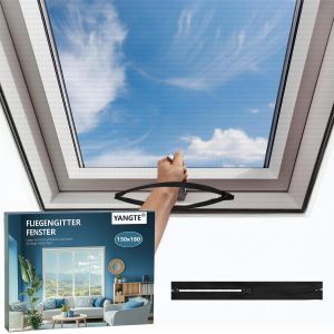 Moustiquaire pour fenêtre sans perçage-Moustiquaire découpable avec bande Velcro autocollante et fermeture éclair 150 x 180 cm - Neuf