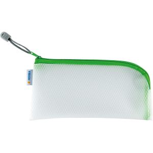 MAA-20004 Pochette zippée étui de voyage (23 x 11 cm) petite pochette transparente à fermeture zip pour portable, câble de chargement, produits cosmétiques, crayons, clés, trousse de toilette, vert - Neuf